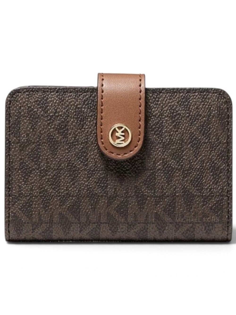 Michael Kors Jet Set Brown and Tan Logo Card Holder Wallet